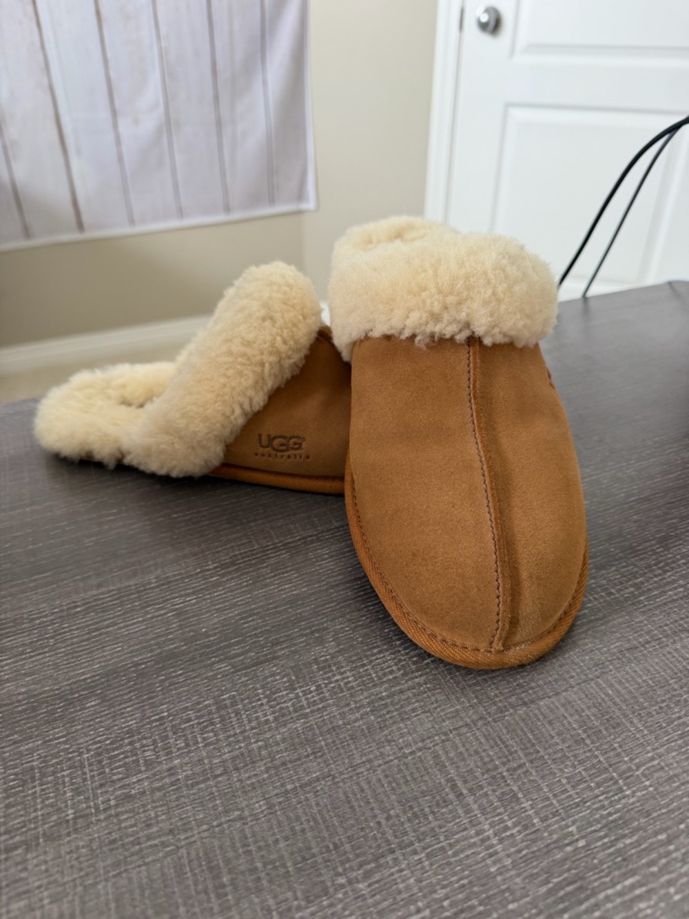 UGG Chestnut Suede Shearling-Lined Women's Slippers